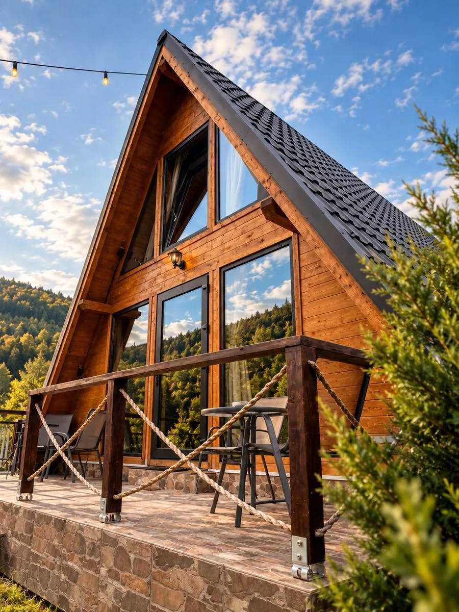 Cabană A-frame cu ciubăr în Albac